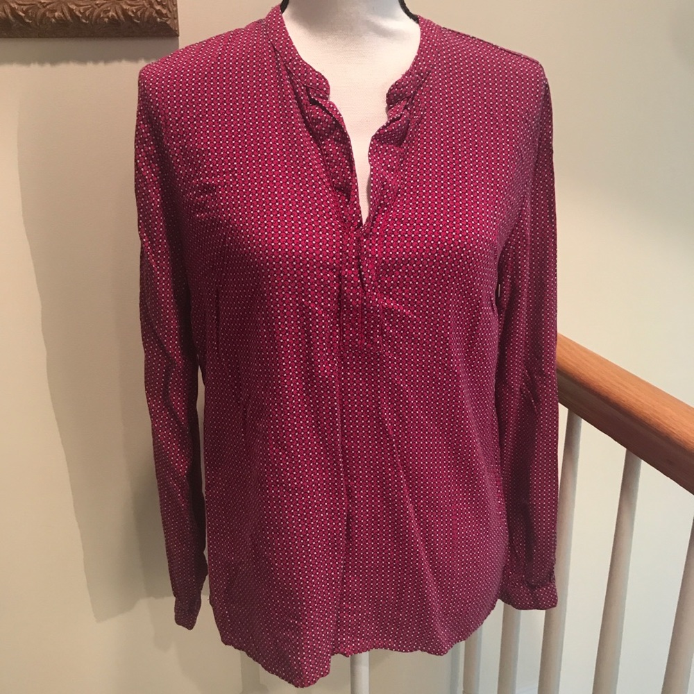 EUC! Tommy Hilfiger Pink Patterned Popover Blouse